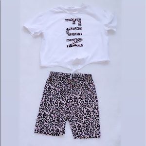 Girls SHEIN leopard short set